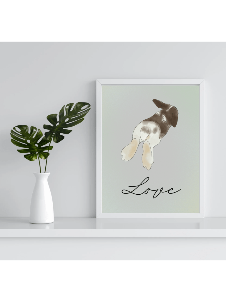 Digital painting of my late lop eared rabbit, this is an item sold in my Etsy shop which is linked.