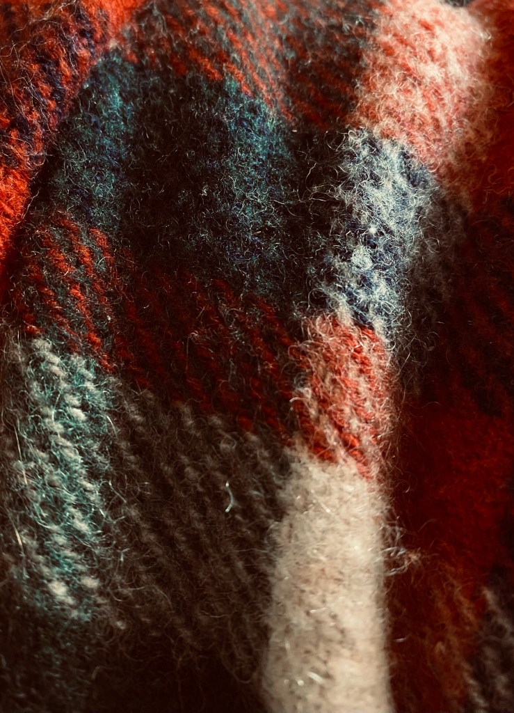 Photo by Alexandra Griffiths: upclose image of a buffalo plaid blanket 